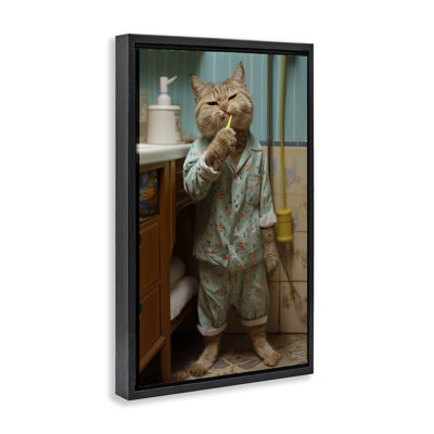 Chat flottant sur toile encadrée par Roozbeh Bahramali