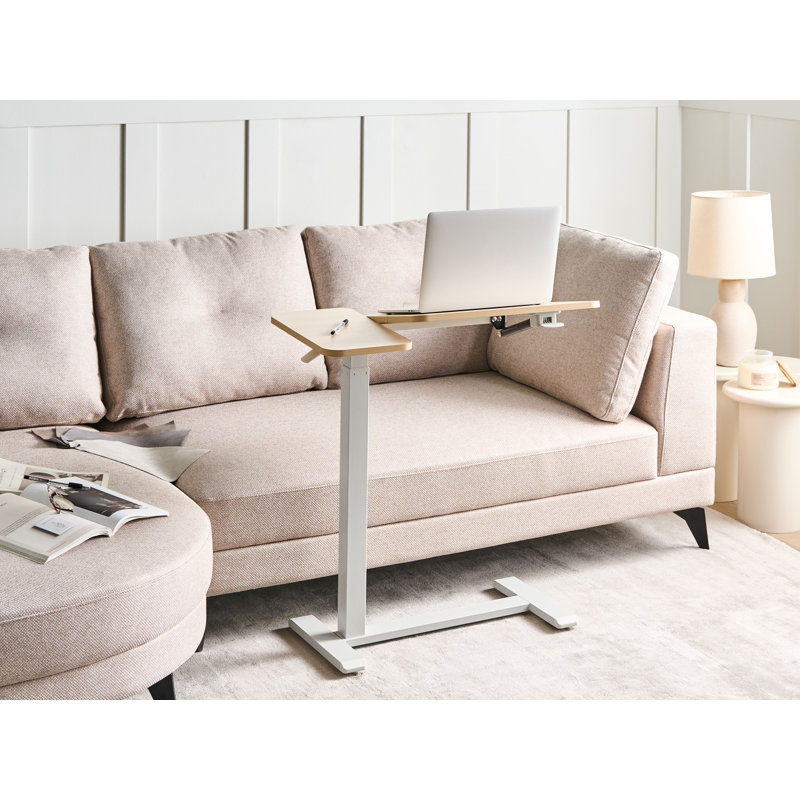 Adjustable Metal Base Standing Desk, Brown/White