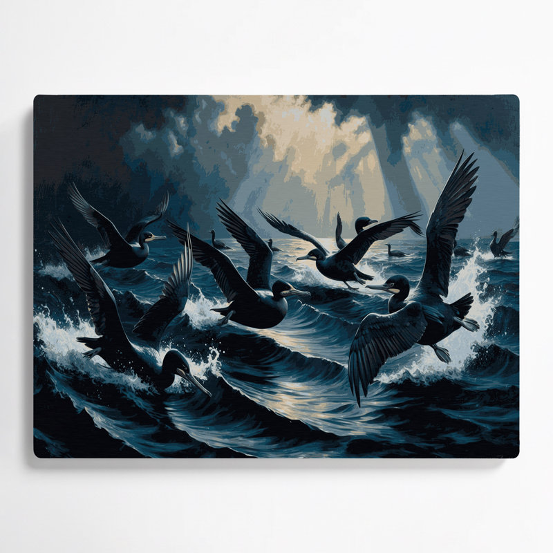 Oiseaux, art mural gris en métal Cormorant, H 20 po x l 24 po