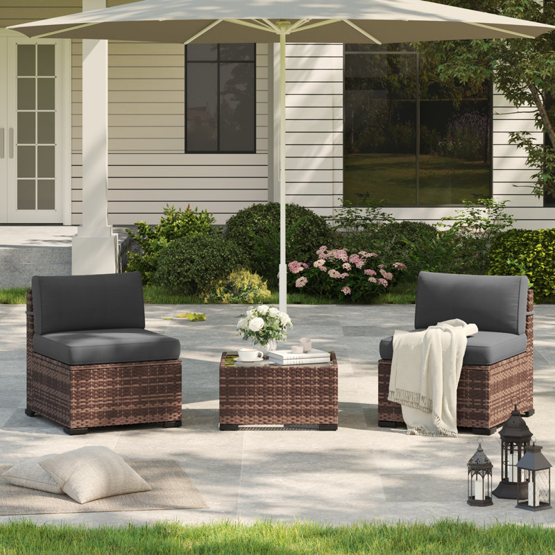 2-Person Outdoor Seating Group With Cushions, Gray