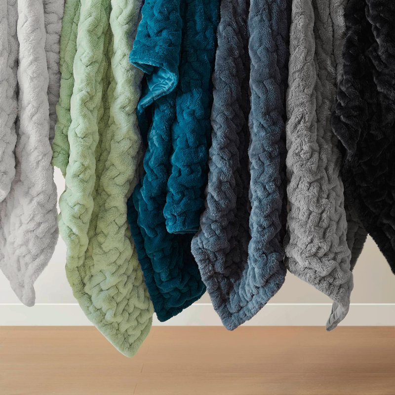 1 PC 50X60" Ruched Throw, Green