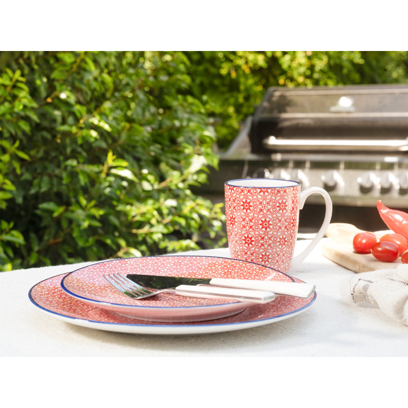 Mediterranean Stoneware Dinnerware Set Piece, White / opaline