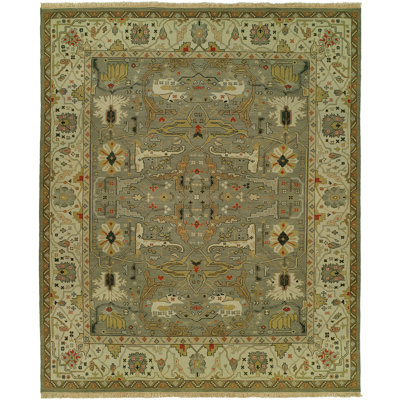 Soumak Mayhugh Oriental Hand-Knotted Flatweave Wool Gray Area Rug