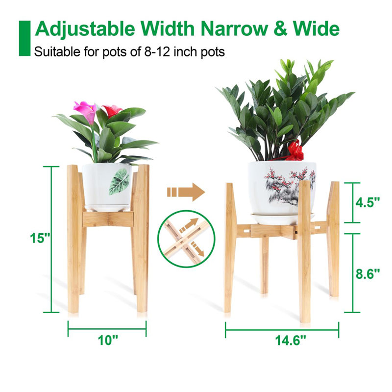 Support à plante réglable en bambou d'intérieur, Naturel