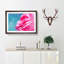 Pink Carnation on Blue - Picture Frame Painting Print-56633085-56633083