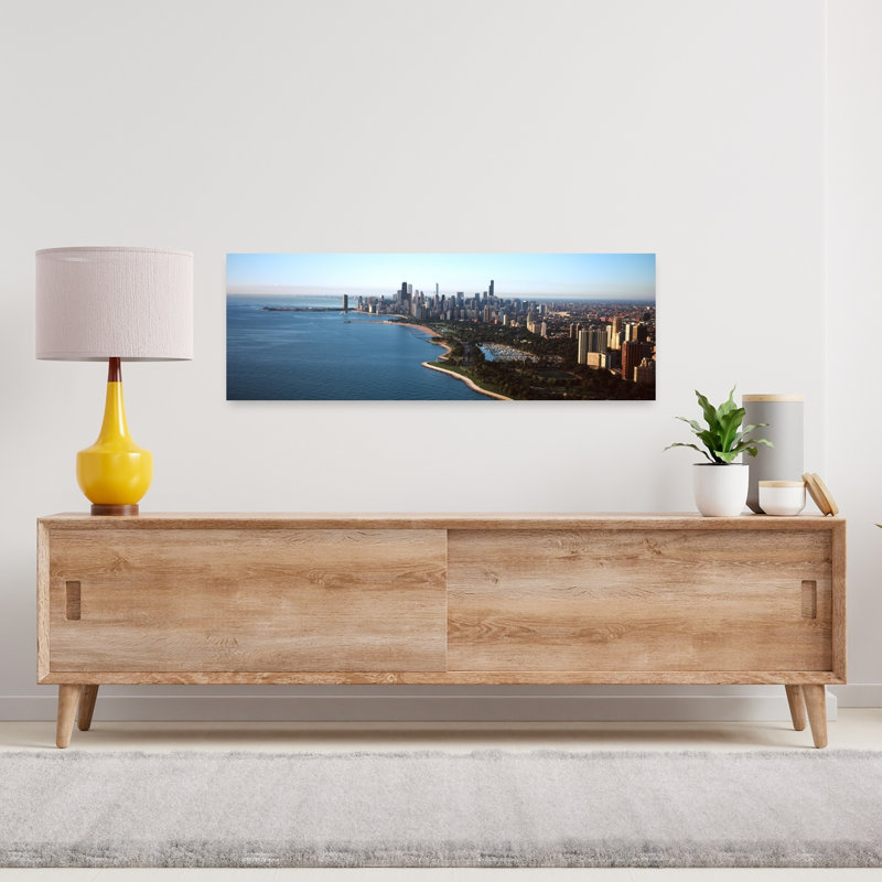 Skyscrapers at the waterfront Grant Park Lake Michigan Chicago Cook County Illinois USA 1 Piece Wrapped Canvas Panoramic Wall Art
