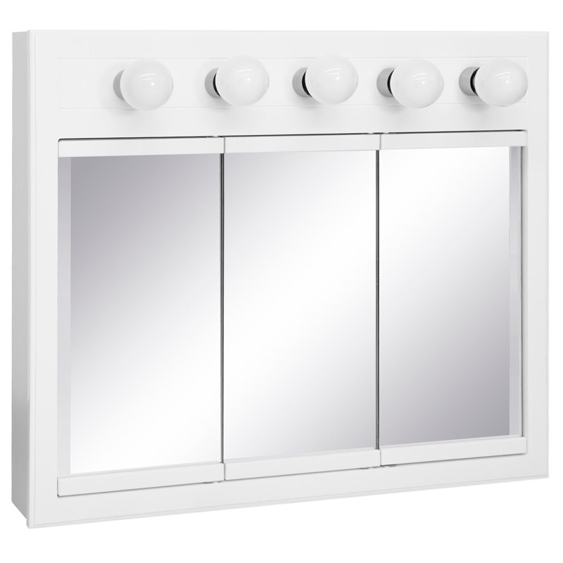 Bathroom Medicine Cabinet, Wall Mounted, Mirror, White, 30" H x 36" W x 5.13" D