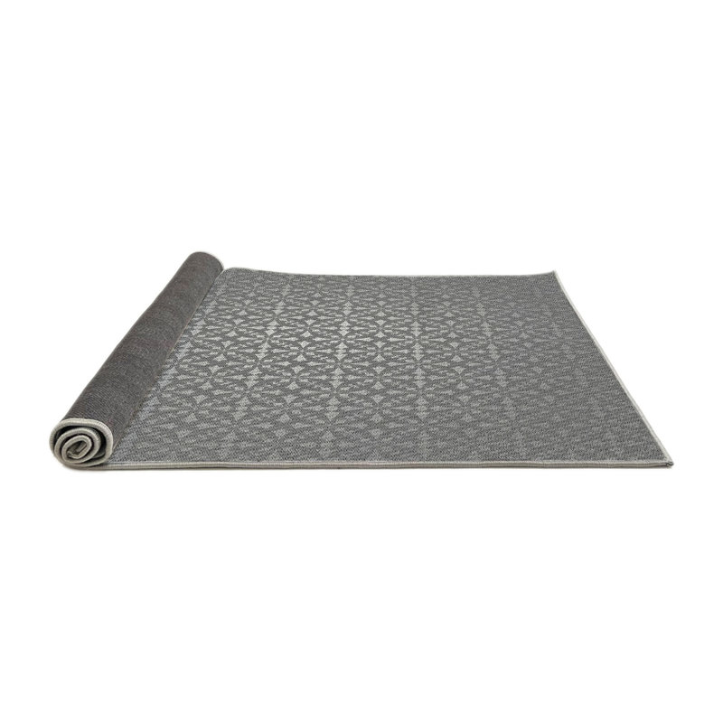 Tapis décoratif gris à motif géométrique pifer, Rond 7 pi