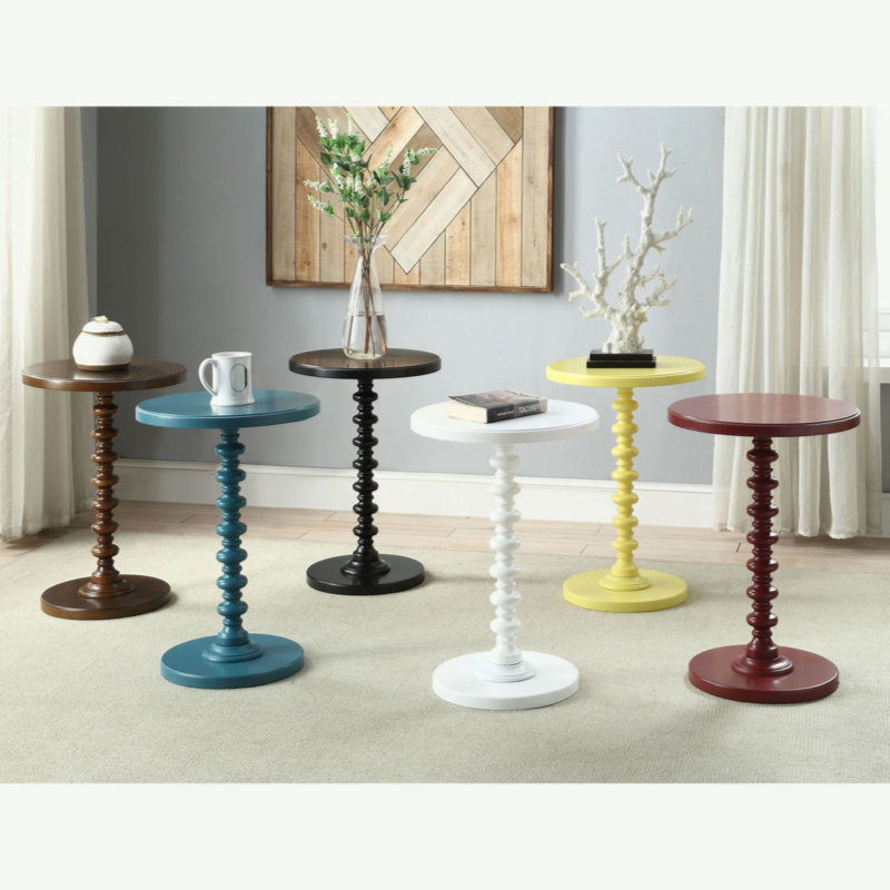 Table de bout à piédestal Fiama, Noir, H 22,25 po x l 17 po