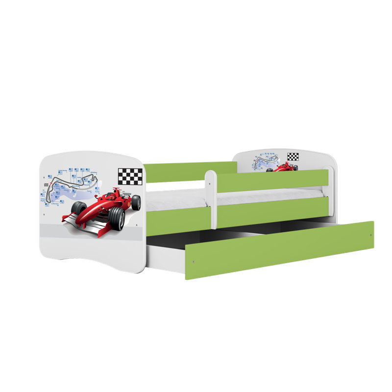 Cicero Drawer Bed and Mattress, European Toddler (80 x 160 cm), Green/White
