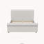 Lit plateforme Queen capitonné de style traîneau avec tête de lit haute, pied de lit arrondi, pieds et lattes en bois massif, beige-1000603166