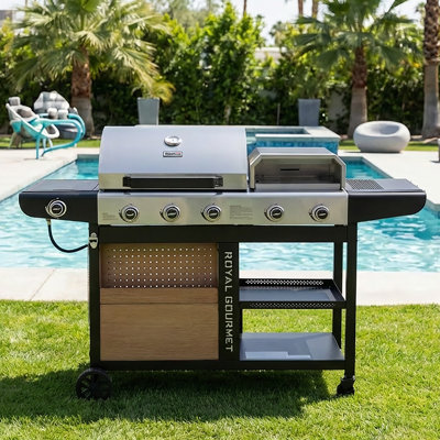Royal Gourmet Gas Grill and Pizza Oven Combo, with‌ Detachable Griddle