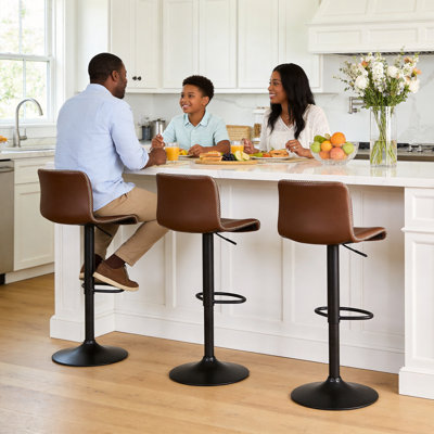 Lolar Swivel Upholstered Adjustable Height Counter Stool with Metal Frame