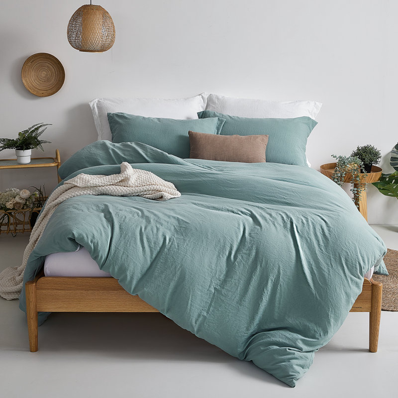 Solayne Washed Microfiber Duvet Cover Set, Soft Bedding with Zipper Closure and Corner Ties, Twin Duvet Cover + 1 Sham