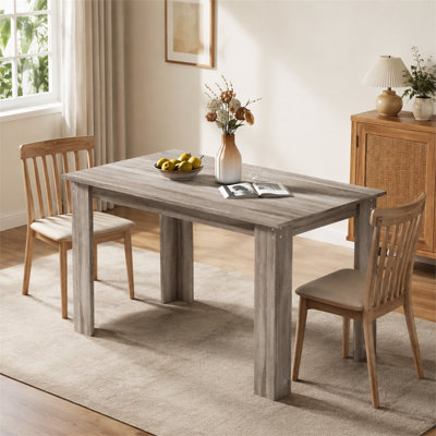 Minimalist rectangular dining table designed for home use; sturdy, durable, and versatile, it is suitable for kitchens and dining rooms (product inclu