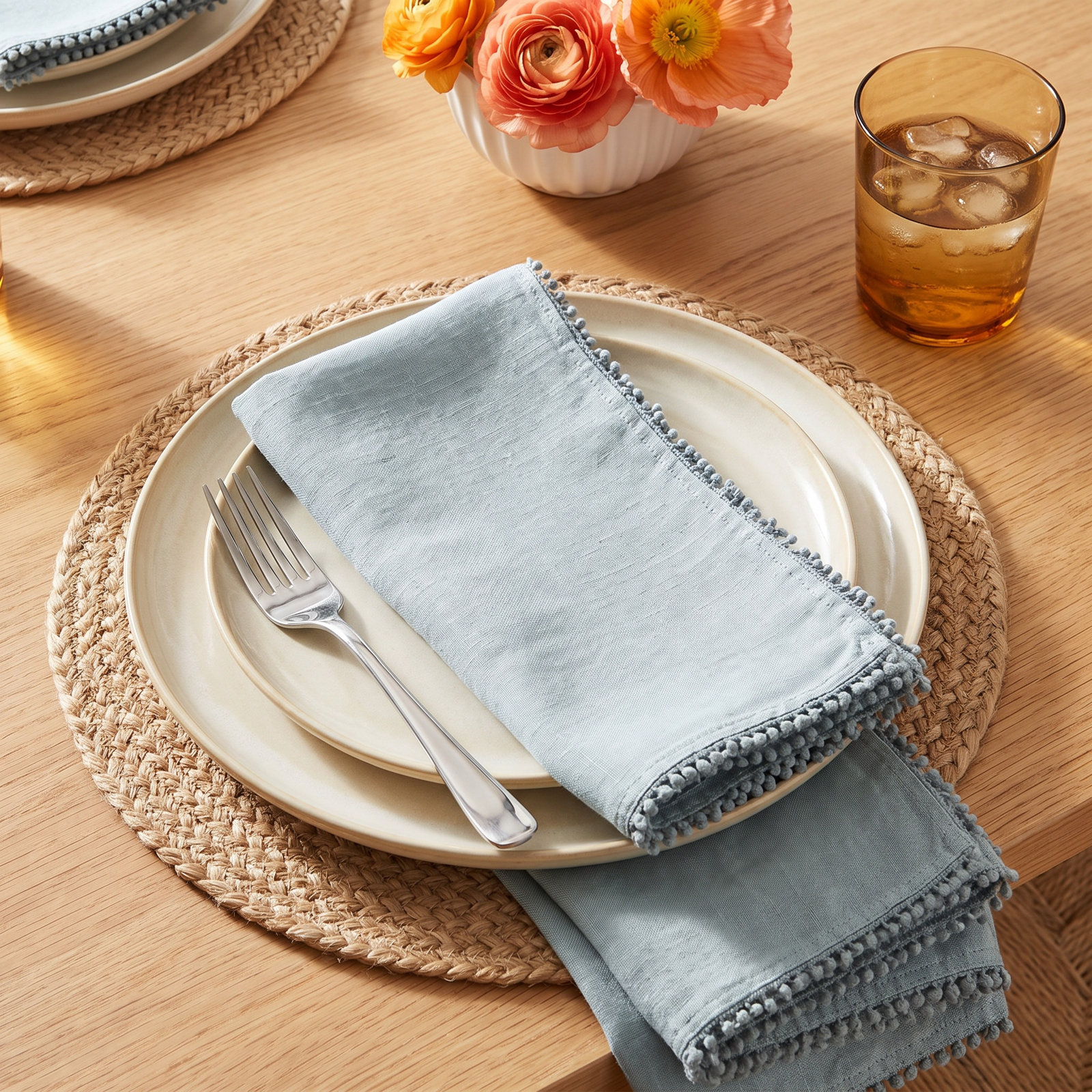 Trezza Reversible Linen Napkin, Gray