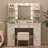 Fraydoun Vanity Makeup Vanity Set 42.5''W, 5 Drawers, 6 Shelves, Adjustable LED Lights Mirror & Charging,Farmhouse Style-988954402