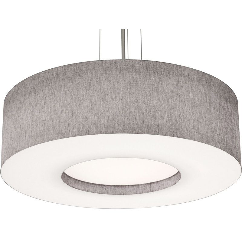 Luminaire suspendu tambour Bozko, Gris, Non, H 46 po x l 30 po x P 30 po