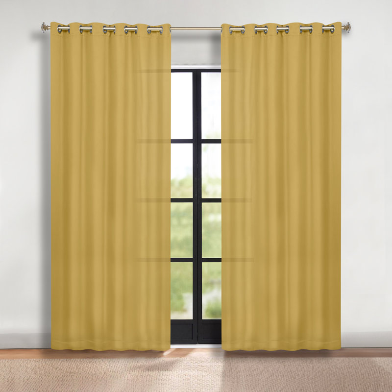 Paire de rideaux obscurcissant avec œillets Millendon, L 70 po x L 84 po, Jaune et moutarde