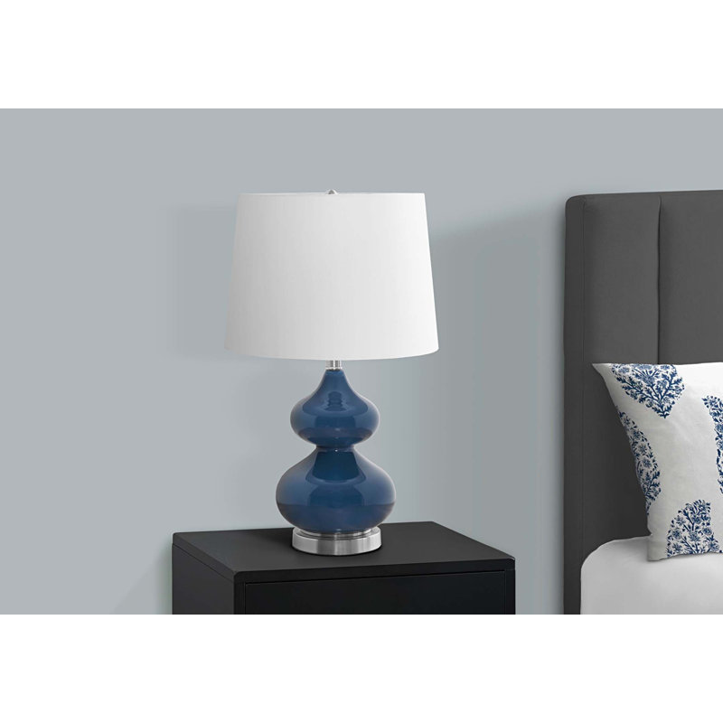 Lighting, 24 po, verre, ivoire / abat-jour crème, contemporain, Bleu
