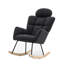 Dark Grey Tufted Teddy Fleece Rocking Chair With Headrest Metal Frame Wood Rockers Indoor Lounge Armchair For Bedroom Living Room
