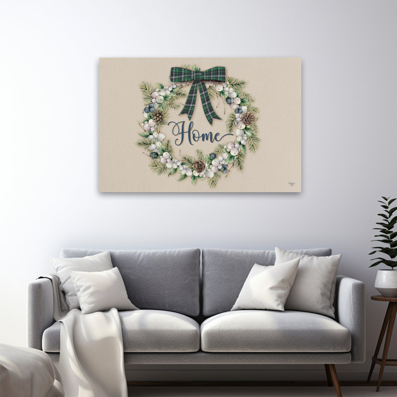 Winterberry Home Wreath - Couronne contemporaine à motif écossais, H 32 po x l 48 po