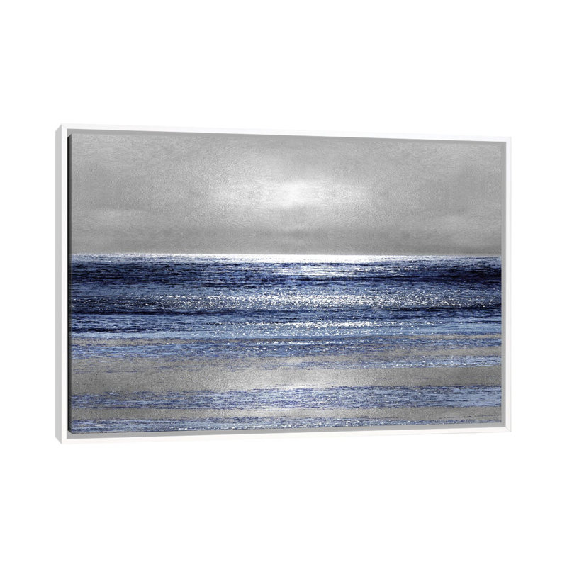 «Silver Seascape II» par Michelle Matthews - Impression sur toile, H 16 po x l 24 po, Impression encadrée avec passe-partout