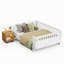 Full Size White Bed With Rails, Low Design For Easy In - And Out, Can Be Used As Daybed Profile , Pine Bed, Round Corners To