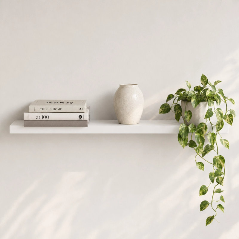 Tablette flottante Avnish, Blanc, H 1,6 po x l 48 po x P 8,1 po