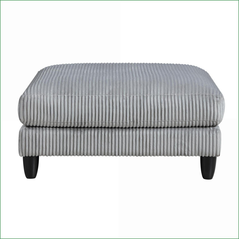Repose-pieds de salon en velours côtelé gris anthracite 40 x 40 | Structure en bois massif | Pieds en bois noir