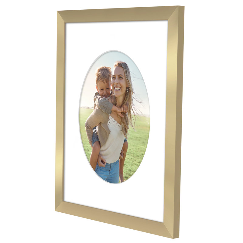 Americanflat Picture Frame With Oval-Shaped Mat - Ideal For Any Room, Living Rooms, Dorm Room, Gold, 11" W x 14" H