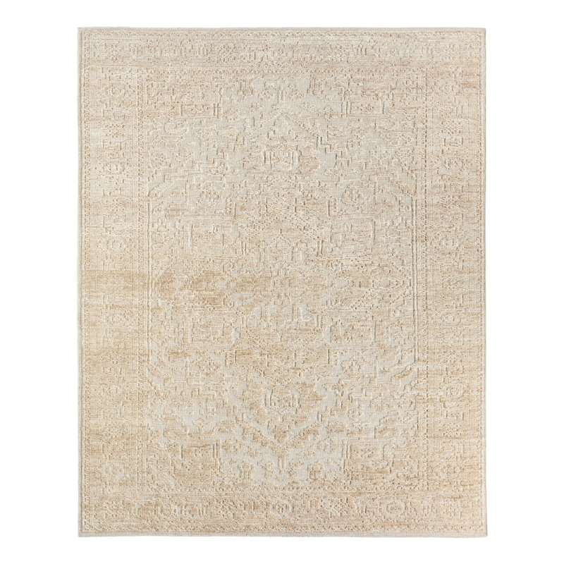 Jaipur Living Pranhita APS01 Handknotted Medallion Tan and Cream Area Rug (9'x12'), Rectangle 6' x 9'