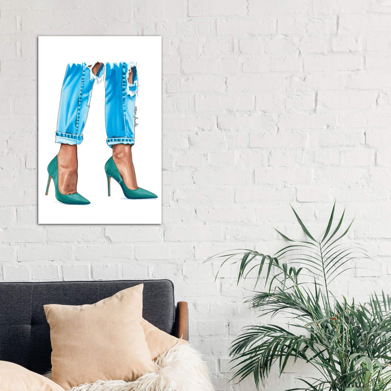 Teal Heels - Wrapped Canvas Painting, 152.5 cm H x 101.5 cm W, Wrapped Canvas