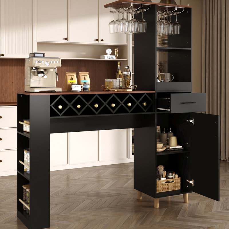 Armoire de bar 63,36 po Viergeline, Black