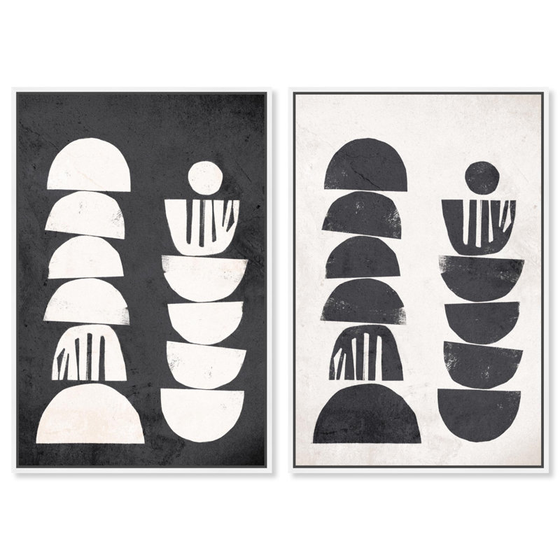 Cyclic Harmony Canvas Print Modern Abstract Art Set by Art Remedy, Black Frame, 10 x 15, 46" H x 31" W, Cadre blanc