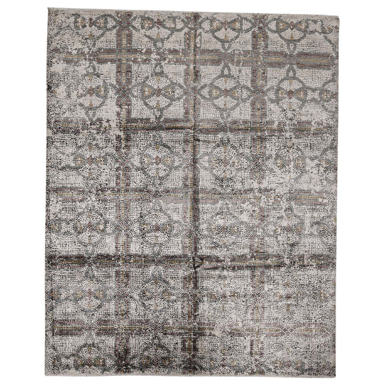 Geometric Area Rug in Light Gray