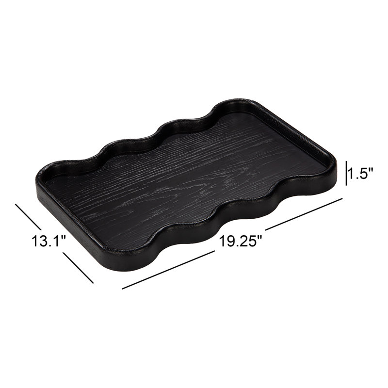 Plateau en bois massif Almandine, Noir, H 1,5 po x l 19,25 po x P 13,1 po