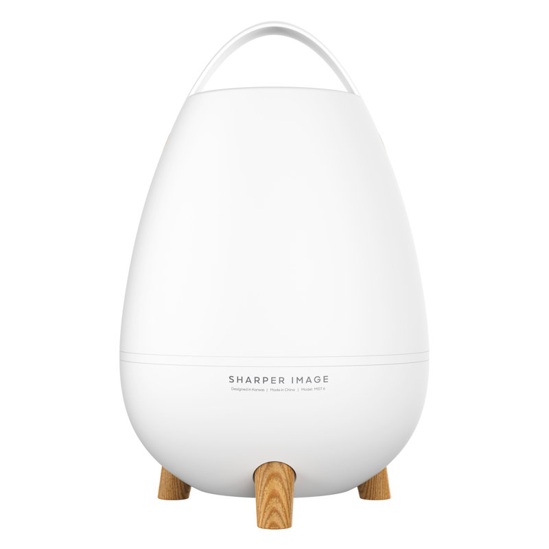 White Ultrasonic Humidifier with Wood Grain Accents and Auto Shutoff