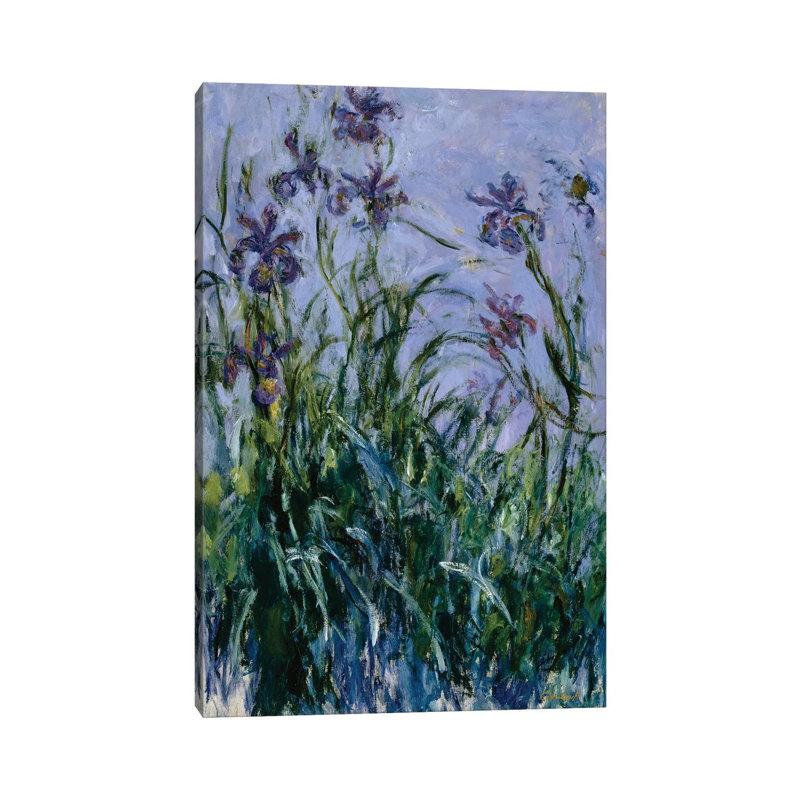 Purple Irises, 1914-17 by Claude Monet - Painting on Canvas, 66.04 cm H x 45.72 cm W, White Floater Framed