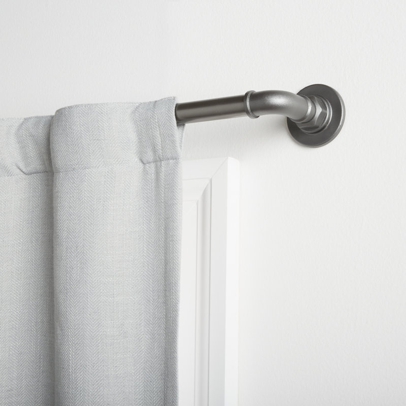 Gunmetal Adjustable Iron Wrap Around Curtain Rod 66"-120"