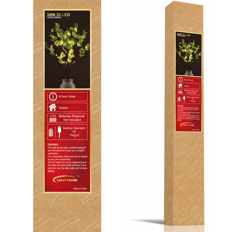 Eucalyptus Lighted Trees & Branches, Light Green