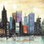 «Skyline on Abstract Cityscape - Construire des villes», reproduction encadrée-897572491-897572489