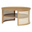 Table basse ronde à 2 niveaux en bois naturel avec base de rangement en rotin