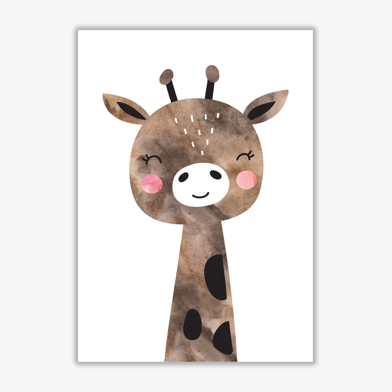 Scandi Brown Giraffe - Painting, No Frame, 42 cm H x 30 cm W x 1 cm D