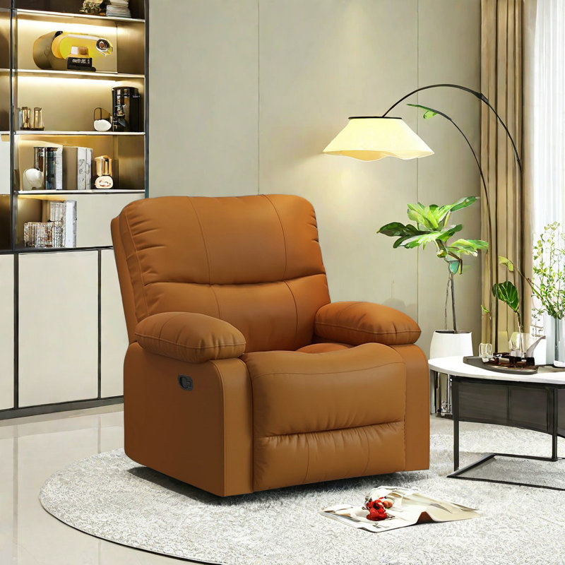 Fauteuil inclinable pivotant en faux cuir Stepha, Orange