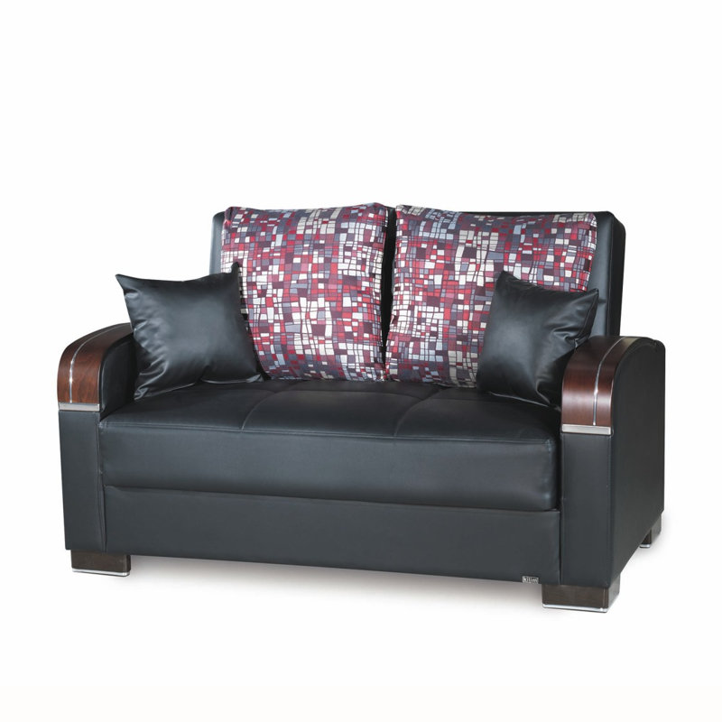 Causeuse convertible avec rangement en polyuréthane noir Primenest, Chenille noir