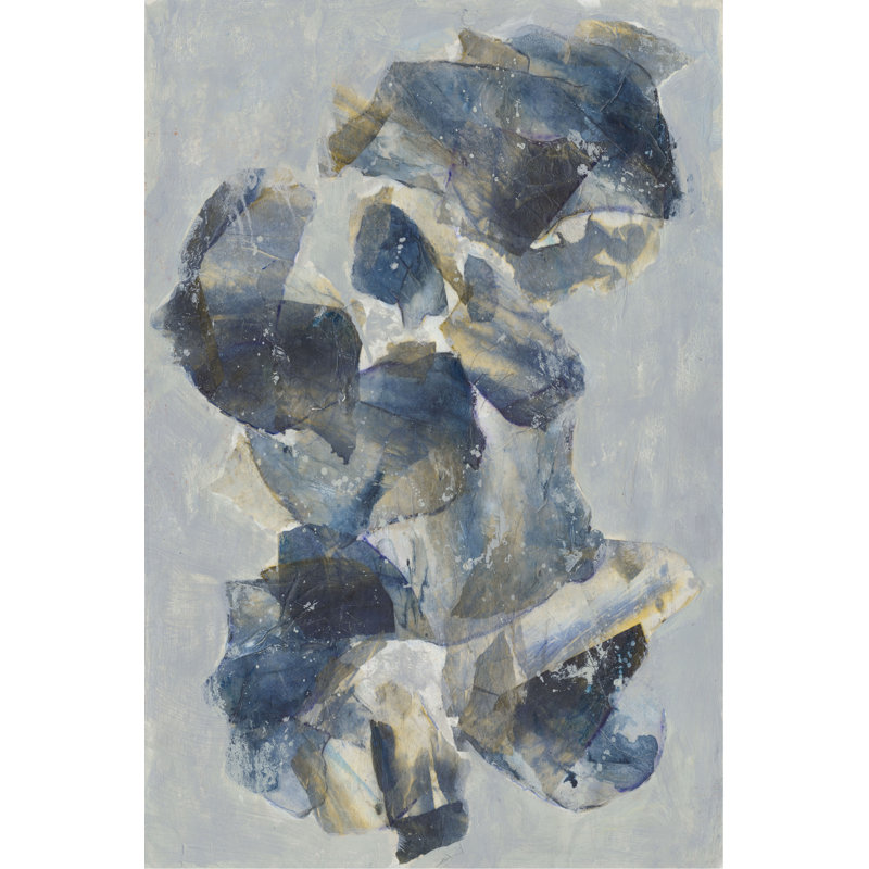 Crystal And Stone I -  Painting, 46 cm H x 30 cm W, Black Floater Frame