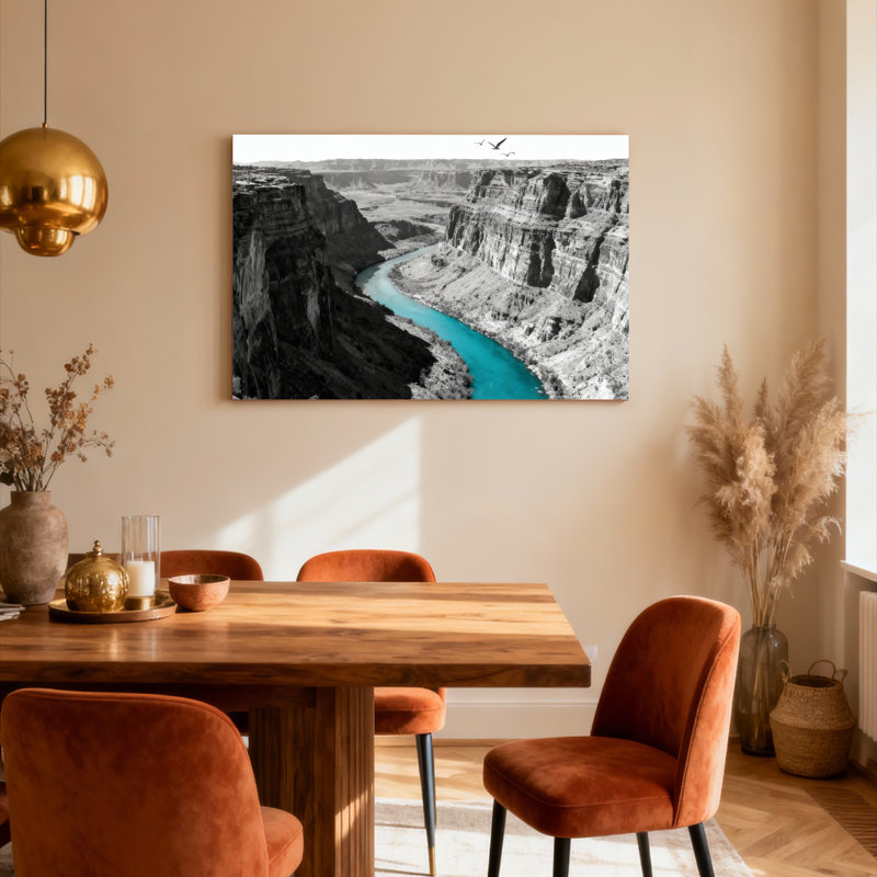 Ensemble de 1 tableau sur toile tendue représentant un paysage du canyon de la rivière Turquoise, H 12 po x l 18 po