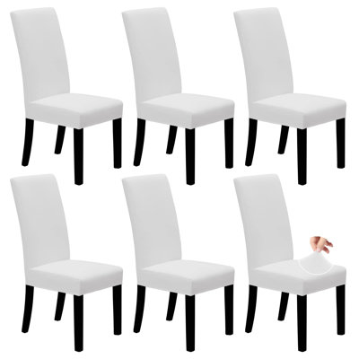Housses de chaises de salle à manger extensibles, ensemble de 6, housses de chaise Parsons, (blanc)