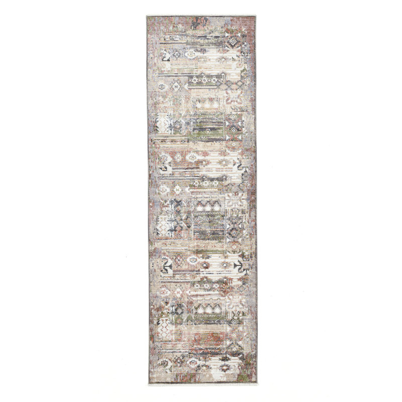Abstract Machine Woven Beige Area Rug, Runner 80 x 280cm